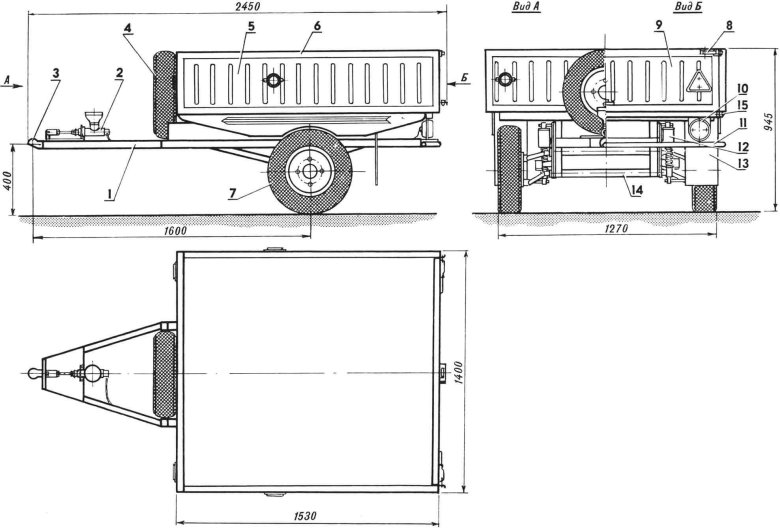 Чертеж прицепа одноосного для трактора т-25