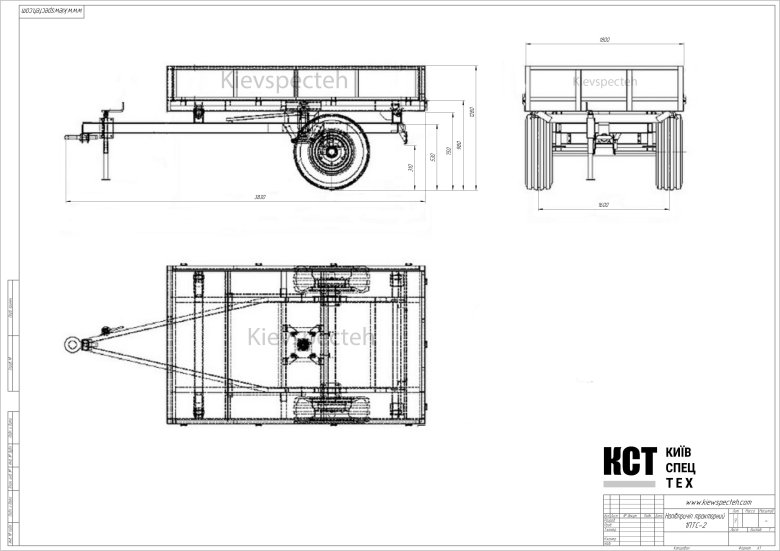 Чертёж прицепа для мотоблока Нева МБ-2