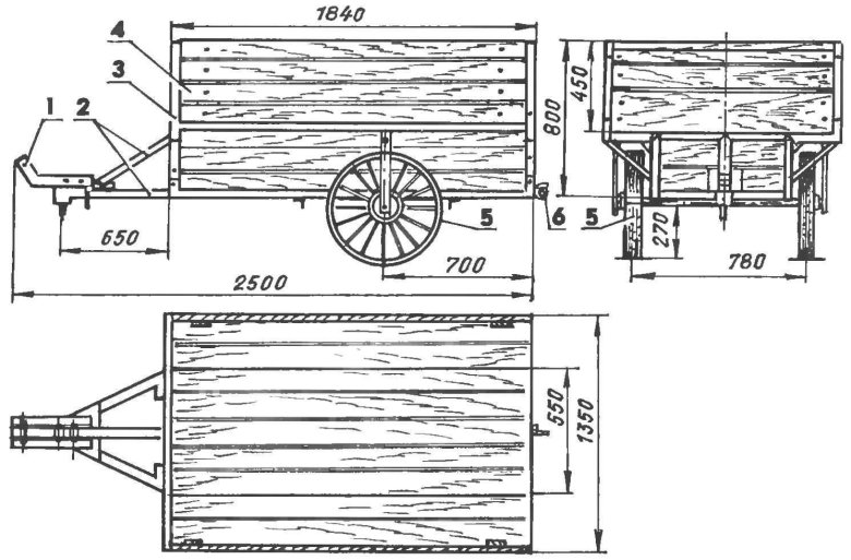 Чертеж прицепа для мотоблока