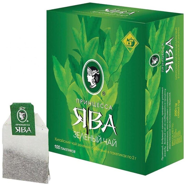 Чай принцесса ява зеленый 100 пакетиков