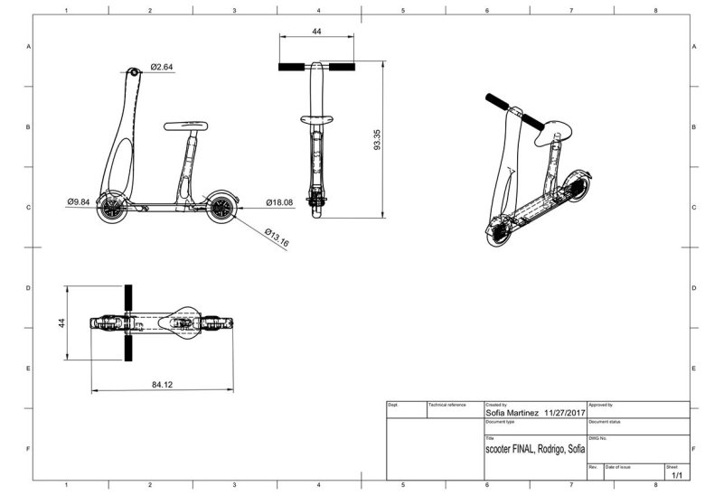 Рама для электросамоката чертеж