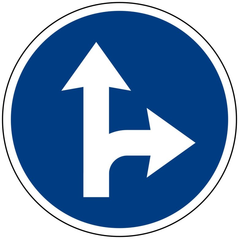 Знак 4.1.4 движение прямо или направо