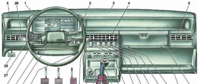 Органы управления ВАЗ 2109 высокая панель