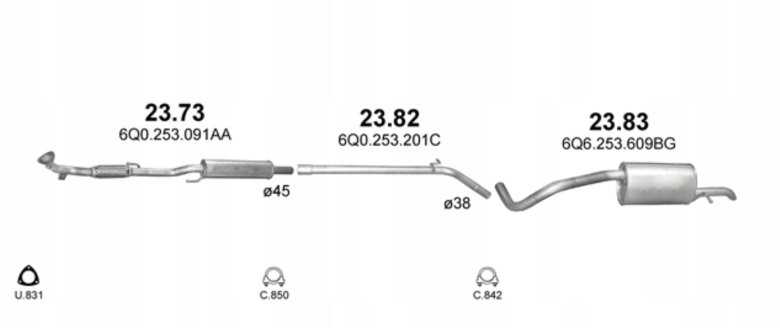 Выхлопная система Шкода Фабия 1.2 седан