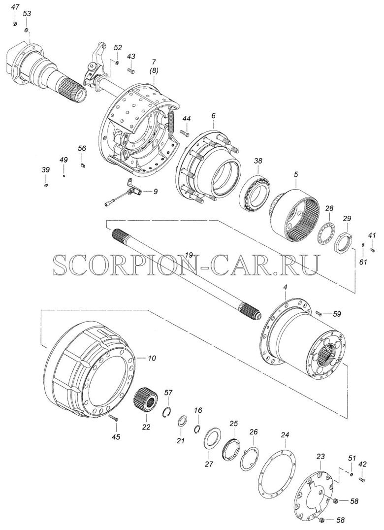 Задний мост КАМАЗА 6520 чертёж