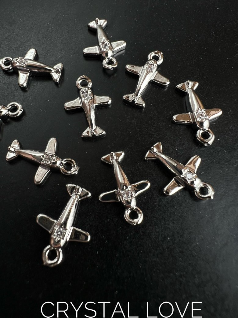 Подвеска самолетик серебро