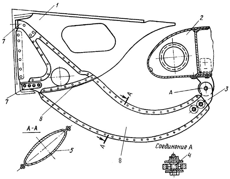 Узел навески элерона конструкция