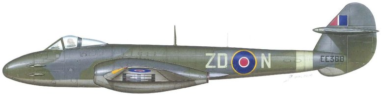 Gloster Meteor f. MKIV ee454 "Britania" by h.j. Wilson in 1945