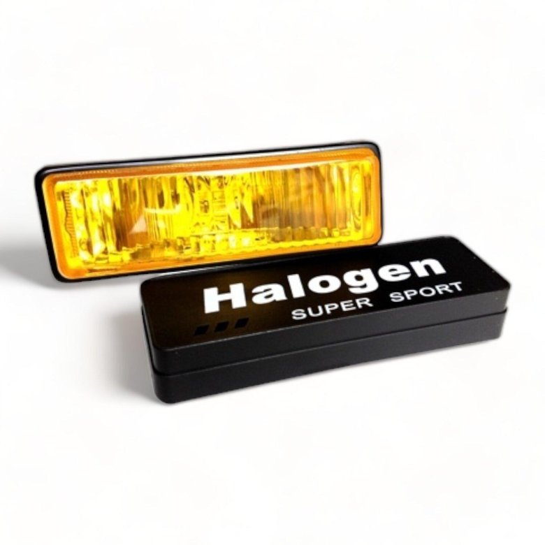 Фары противотуманные 7203 желтые прямоугольные с крышкой 162мм*52мм