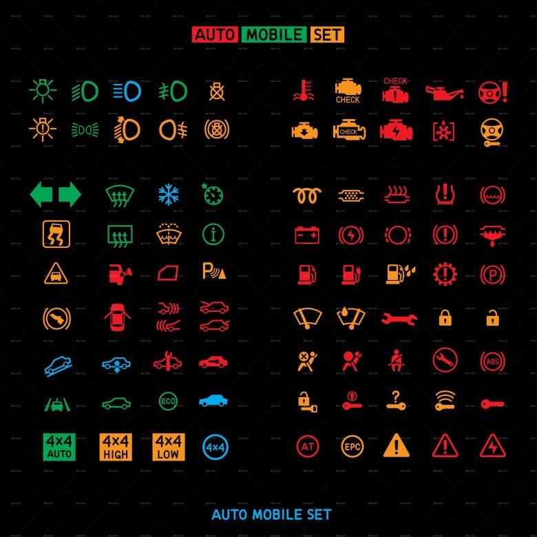 Значки панели приборов экскаватора Кубота