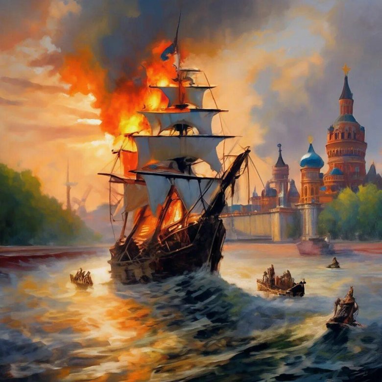 Гибель турецкого флота в чесменском бою