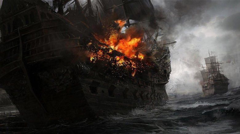 Морское сражение пираты Карибского моря