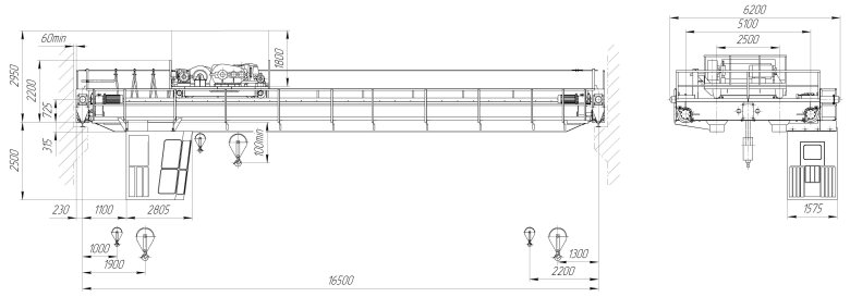 Кран мостовой опорный 10т чертеж