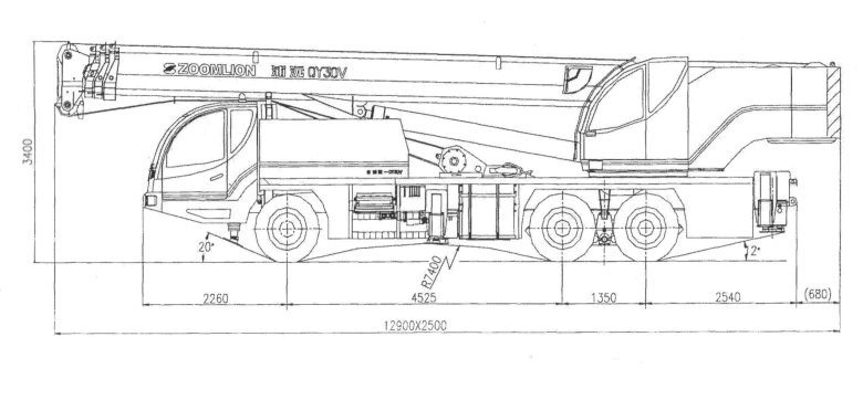 Автокран Зумлион 30 тонн габариты