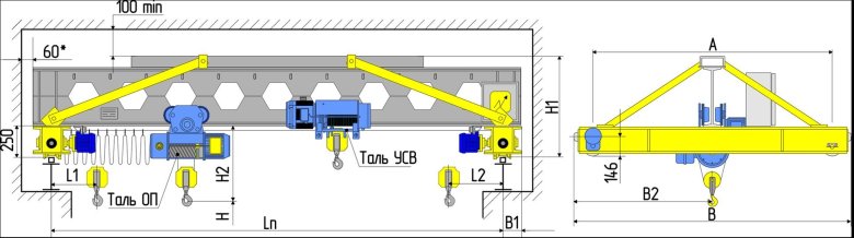 Кран мостовой опорный 10т чертеж