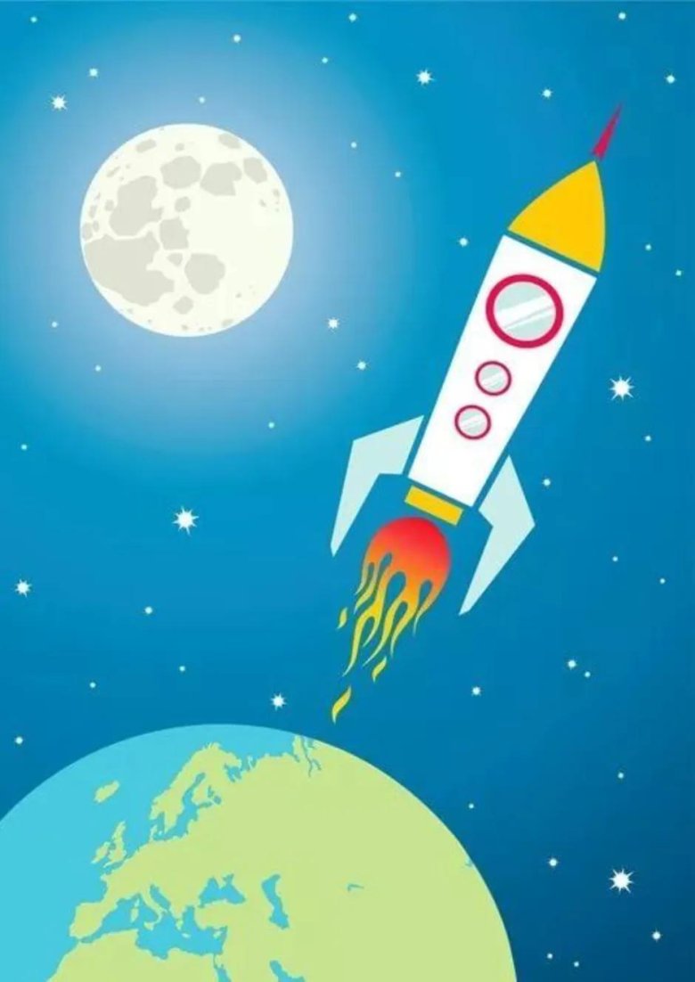 Рисование ракета в космосе