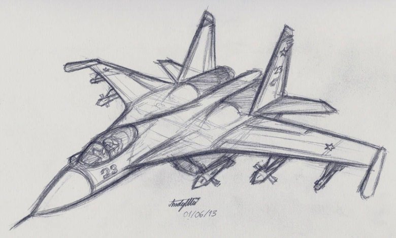 Рисунок самолета Су-27