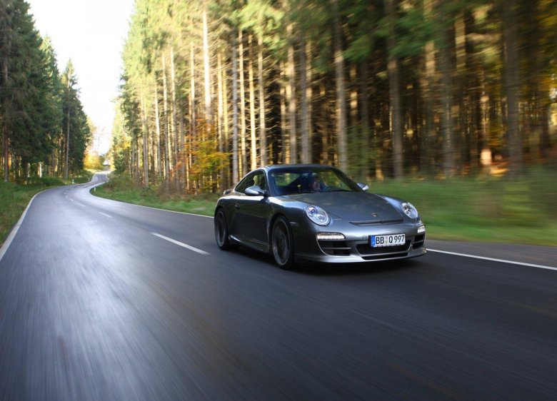 Порше 911 в лесу