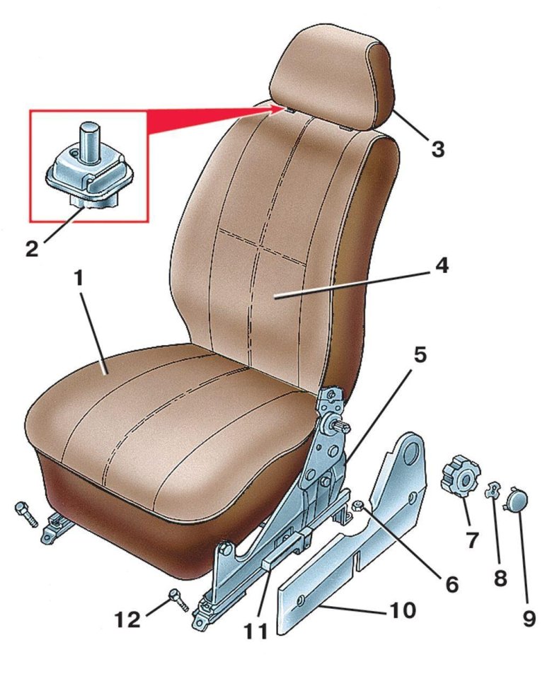 Сиденье ВАЗ 2110 переднее левое конструкция