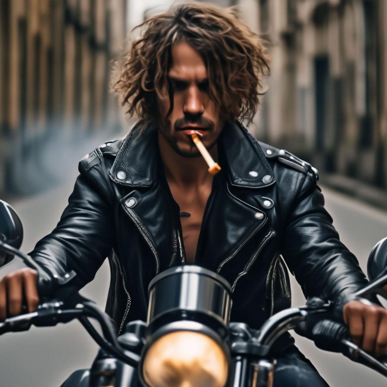 Едет на мотоцикле