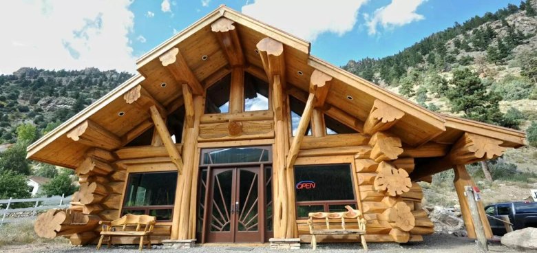 Пост энд Бим из оцилиндрованного бревна