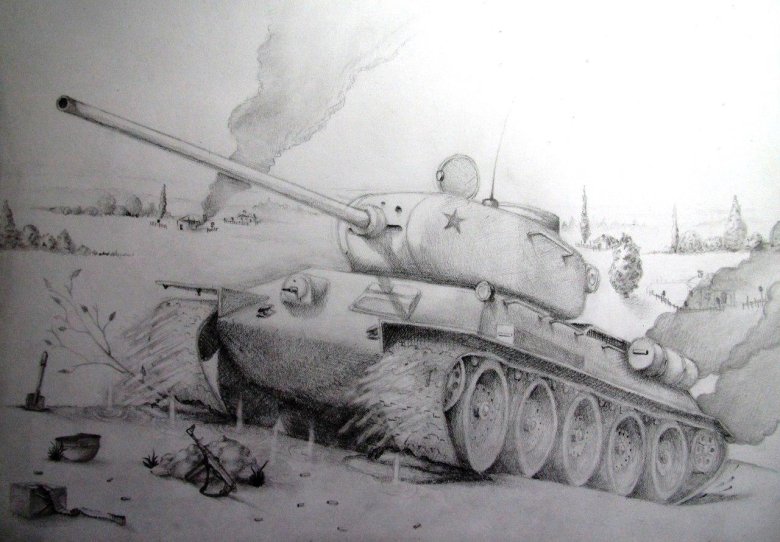 Танк т-34 рисунок