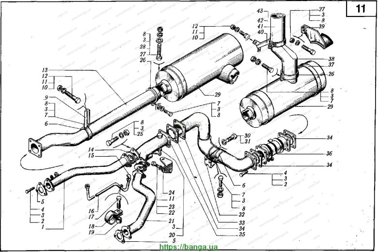 Система выхлопа МАЗ ЯМЗ 236