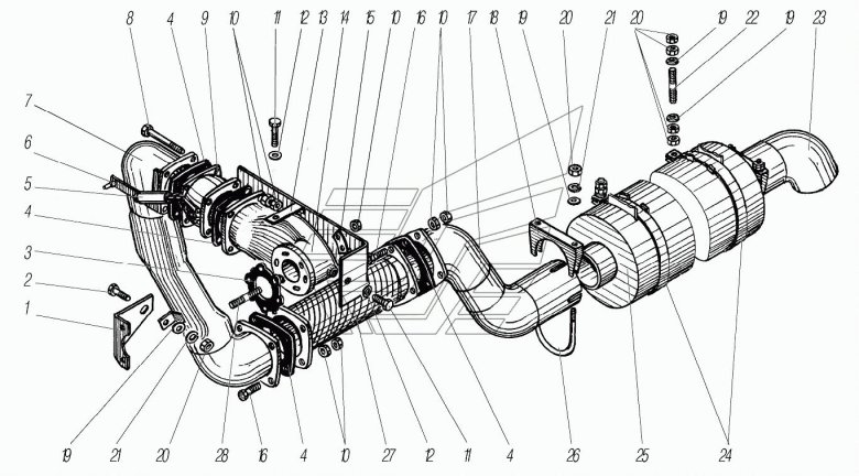 Система выхлопа Урал 4320 ЯМЗ 238