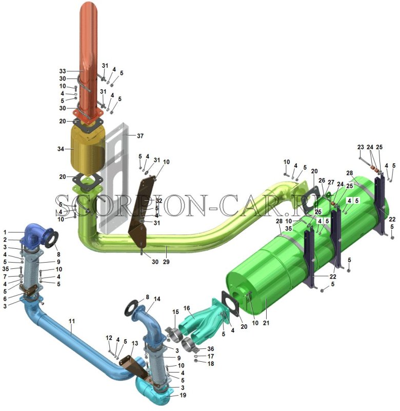 Система выхлопа КАМАЗ 65115