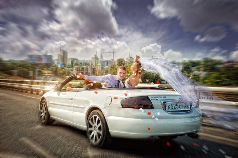 Невеста в кабриолете
