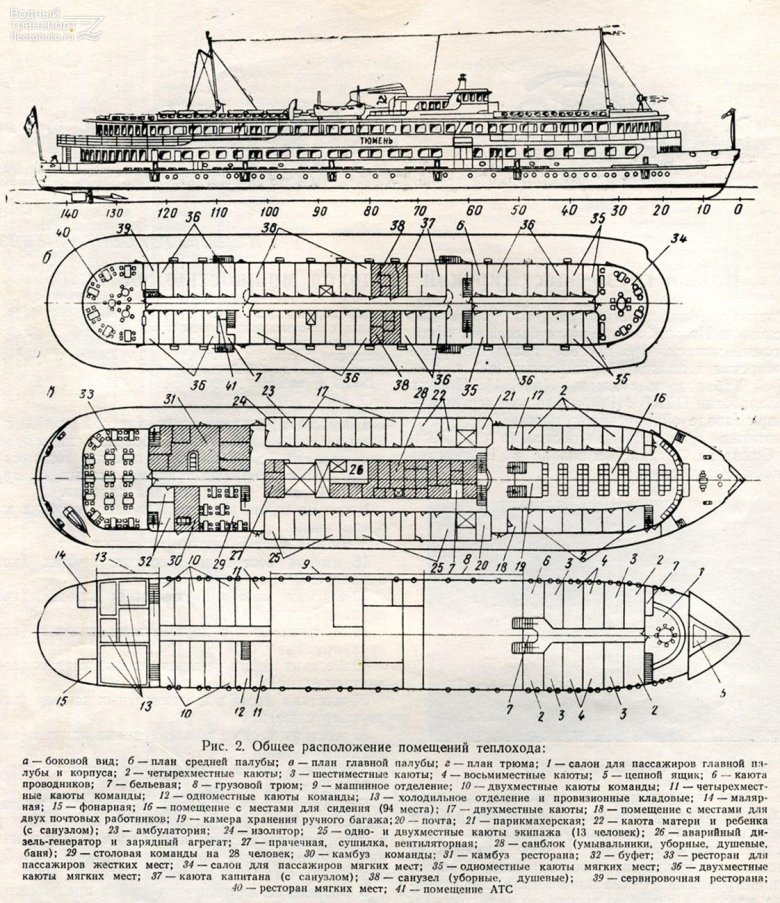 305 Проект теплоход схема палуб