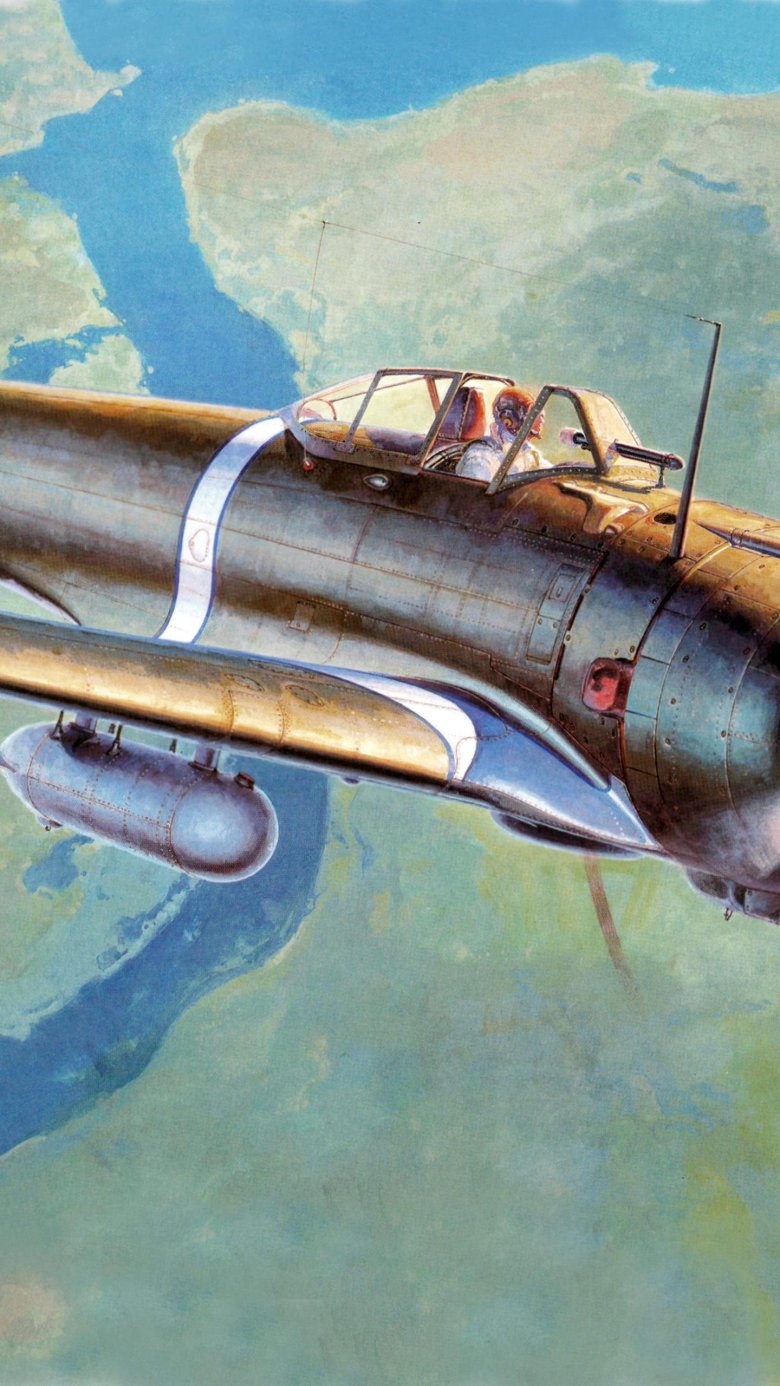 Арт боевой самолëт Японии 1980