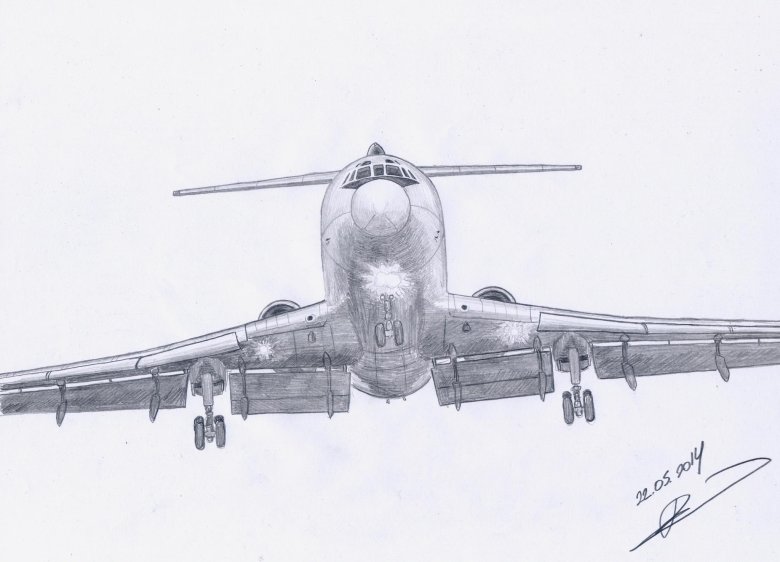 Ту 154 рисунок карандашом