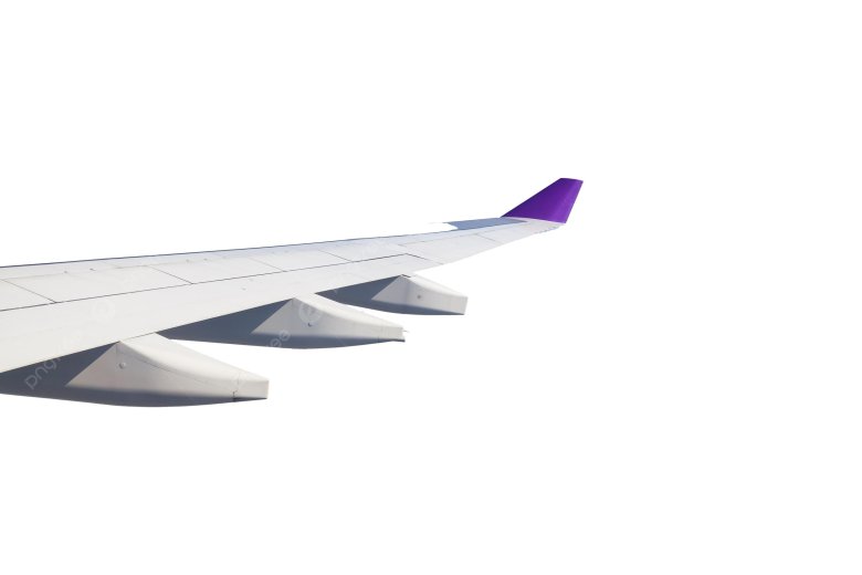 Крыло самолета на белом фоне