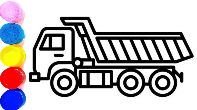 Самосвал чб вектор сбоку