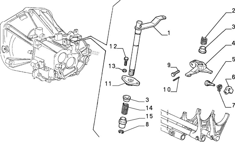 Механизм выбора передач Фиат Добло 1.4