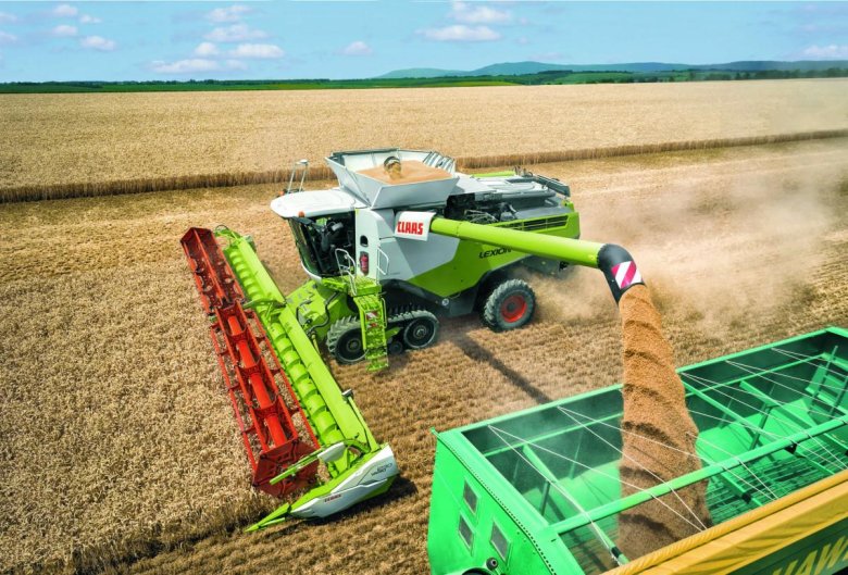 Обмолот зерна комбайном