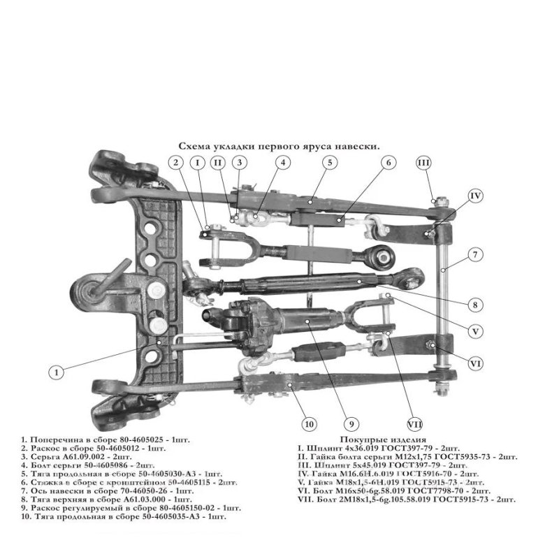 Механизм навески трактора МТЗ 82 задняя