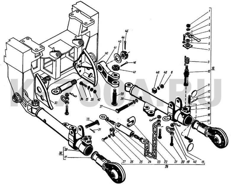 Механизм навески к-701 схема