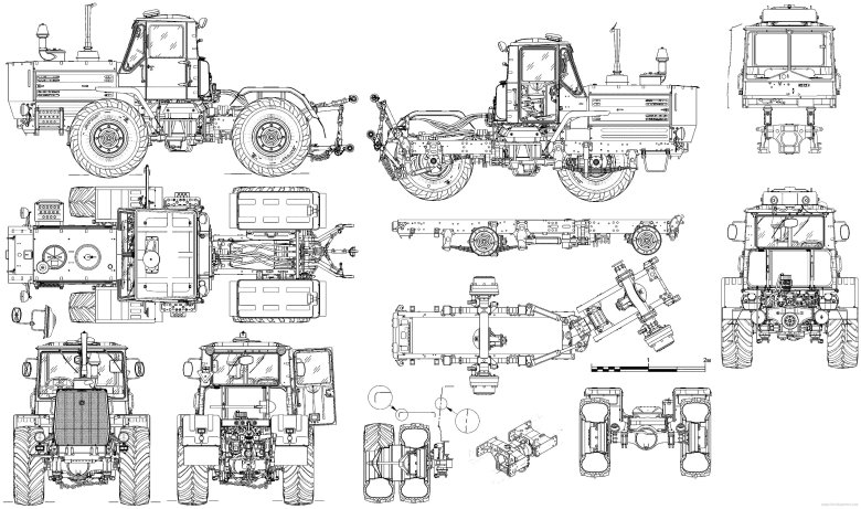 Чертеж трактора т-150